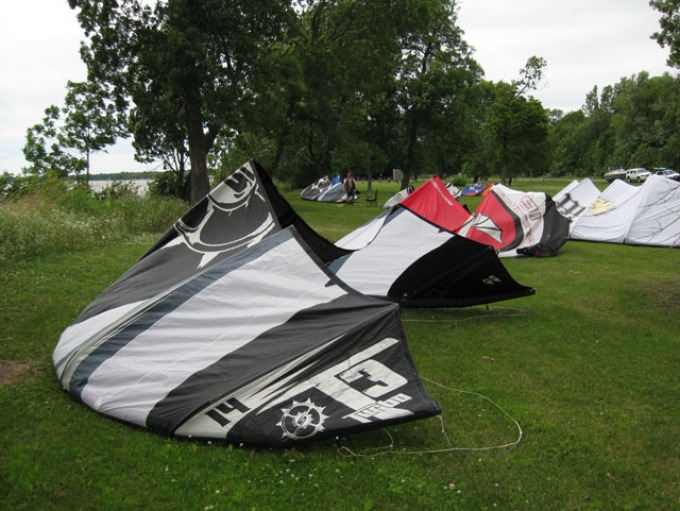 Kites in waiting at Mille Lacs